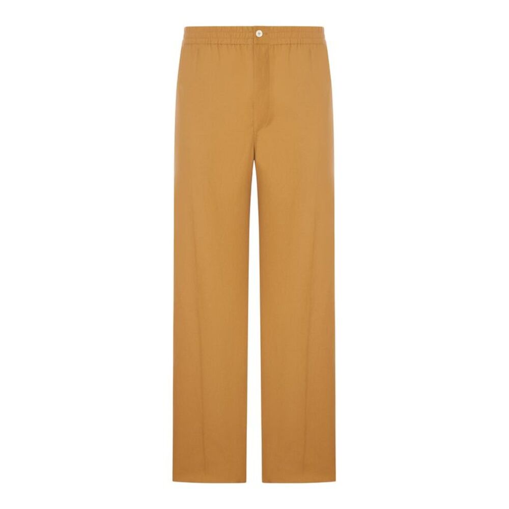 Celine Men Linen And Cotton Blend Trousers With Elastic Waist